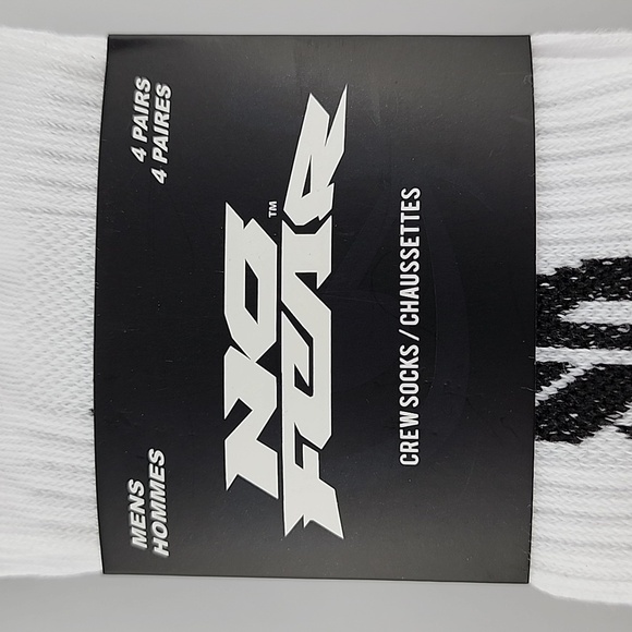 No Fear Men's Crew Socks Ribbed Black & White 4 Pairs OS - Picture 2 of 8